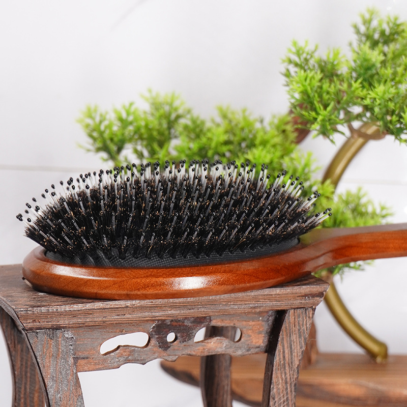 Cepillo de pelo de cerdas de jabalí para mujer, peines de madera para el cabello, cepillo alisador de desenredar, peine para el cabello, accesorios de peluquero