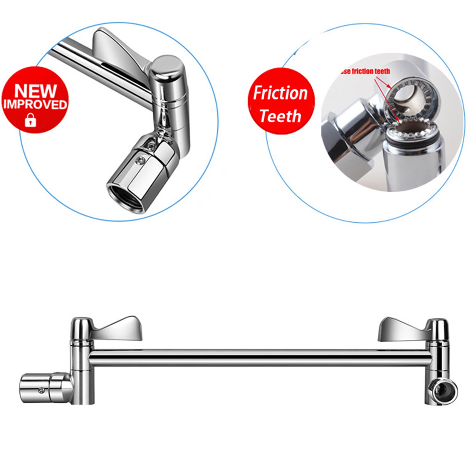 Shower Head Spray Connection,Adjustable Elbow Shower Arm Bracket,with Tooth Extension Rod,Bathroom Accessories