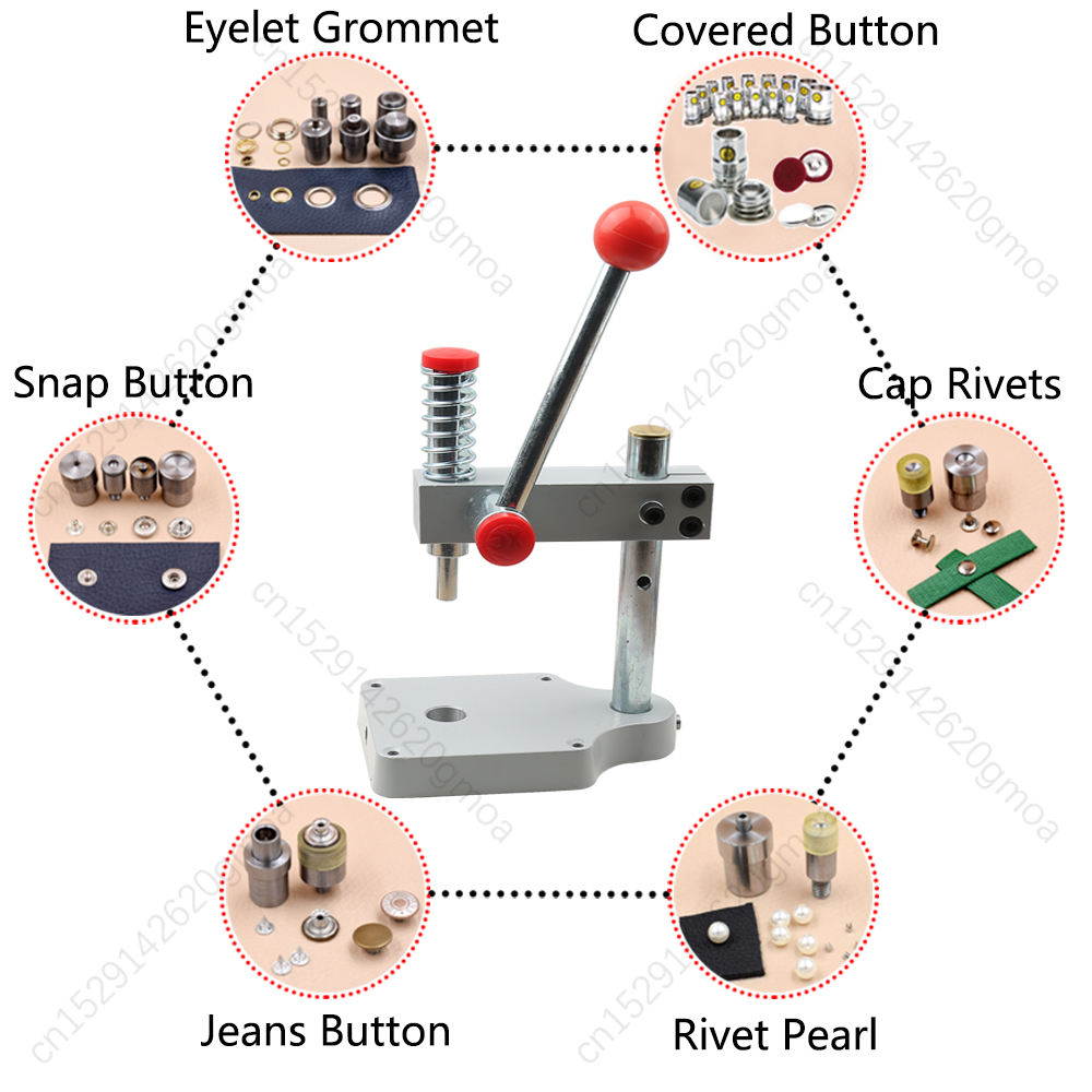Pressa a mano piccola da tavolo multifunzionale o fustelle in metallo per bottoni automatici per borse per abbigliamento in pelle, jeans, accessori per cucire