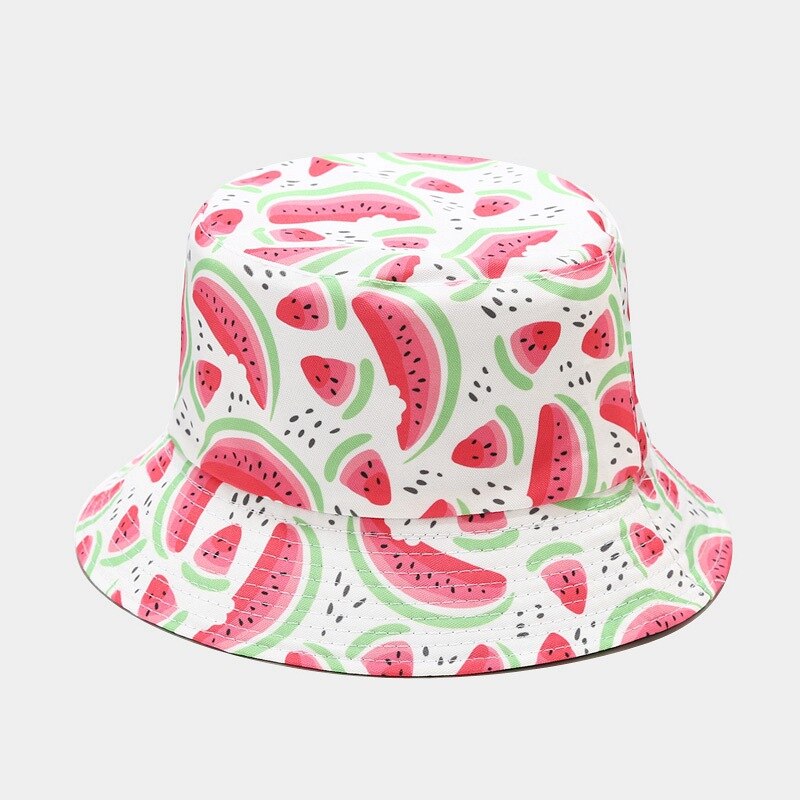 Chapeau Bob à imprimé banane pour femmes, style pastèque, réversible sur les deux côtés, idéal pour les loisirs, printemps été: white