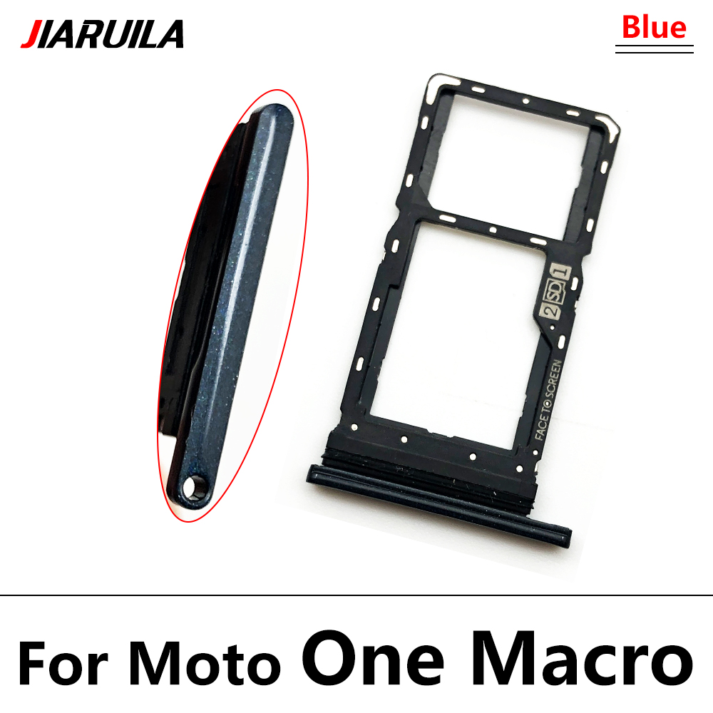 SiM Tray For Moto E6 Play E6S G10 One Action One Fusion Macro SIM Card Slot SD Card Tray Holder Adapter: One Macro Blue