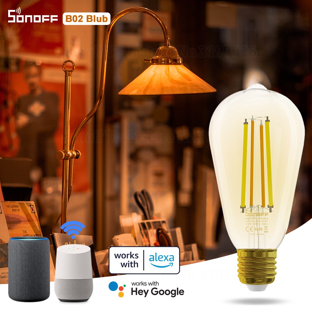 SONOFF B02-F Smart Wi-Fi Filament Led-lampe Vintage Stil Energiesparende Licht Dimmbare Voice Control über Alexa Google Hause