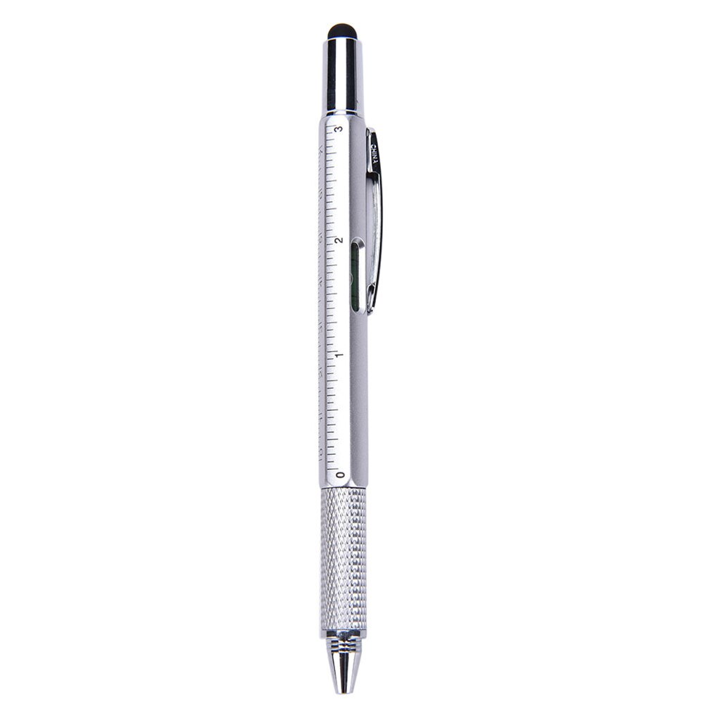 Brand 6 In 1 Touch Screen Stylus Ball Dash Pen Tool Niveau Schroevendraaier Meerdere Kleuren: silver