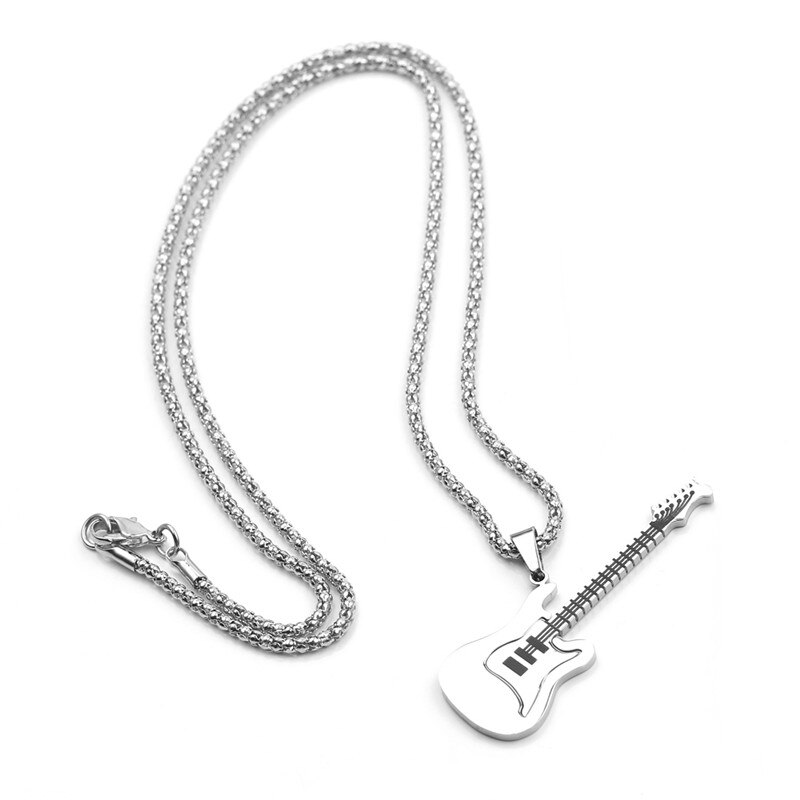 Rock Elektrische Gitaar Hanger Kettingen Rvs Hip Hop Sieraden Accessoire Voor Vrouwen Mannen