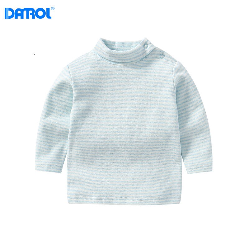 Kinderen Winter Katoen Coltrui Dieptepunt Shirt Dieptepunt Shirt Ondergoed Meisjes Jongens Kinderkleding: Blue stripes / 18m