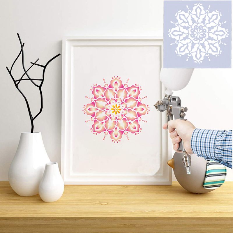 Conjunto de ferramentas pontilhadas de mandala, kit bandeja estêncil para pintura de pedras, desenho em madeira e pintura de caneta, 16 peças