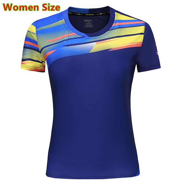 The Women Golf Shirts Sports t-shirt tops tees Breathable Clothing Badminton Men&#39;s T-shirt Table Tennis Clothes Shirt: Women shirt blue / Asian size 3XL