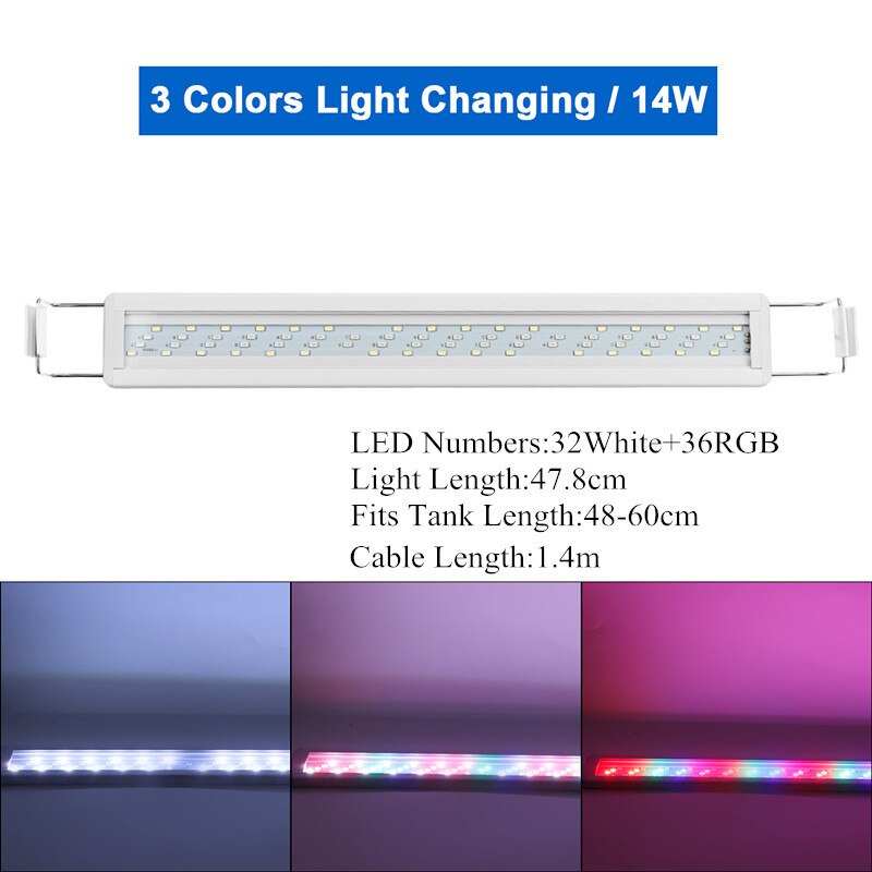 Lámparas LED para acuario, iluminación brillante con Clip para tanque de peces, plantas acuáticas, lámpara de cultivo, decoración de Acuario, 3 colores, 7-23 pulgadas