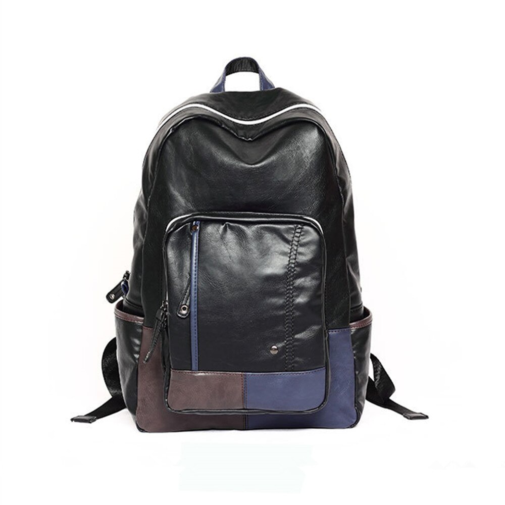 Mode mannen blauw lederen rugzak casual school tassen voor tieners desiger motocycle rugzakken 2 kleuren mochila de couro rugtas