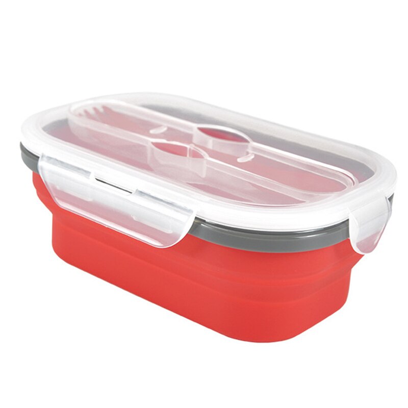 Intrekbare Vouwen Bento Box Draagbare Bento Box Voedsel-grade Voedsel Container En Vork Servies