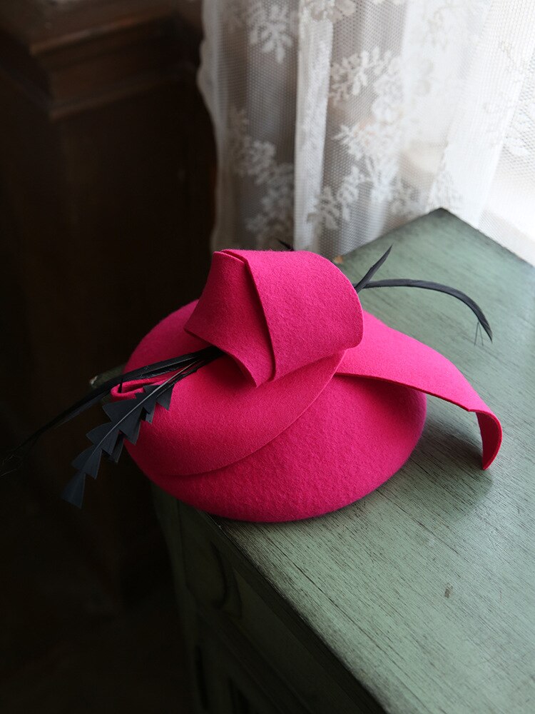 100 Australian Wool Woman Hat Fascinators Pillbox Hat With Feather