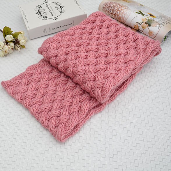 Winter dikke gebreide sjaal dames effen lang unisex dikke zachte acryl halsdoek warme zwarte sjaal 2020: Roze