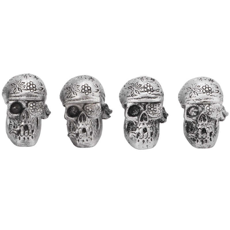 Ventiel Cover Ventieldopjes Roestvrij Schedel Stijl Universele Voor Auto &#39;S Fietsen Suv &#39;S Vrachtwagens Motorfietsen: Zilver