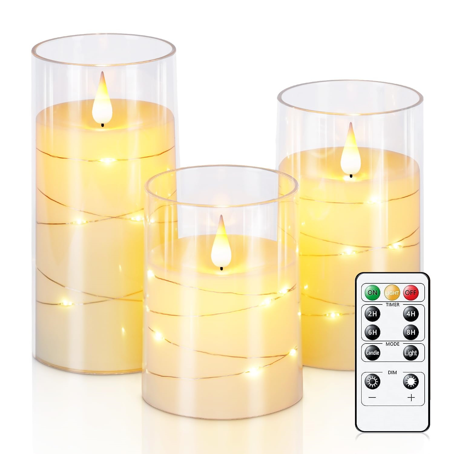 Bougies électroniques à LED pour la décoration de la maison, bandes lumineuses à LED avec télécommande, bougies en verre, fête de Noël et de mariage: Blanc froid