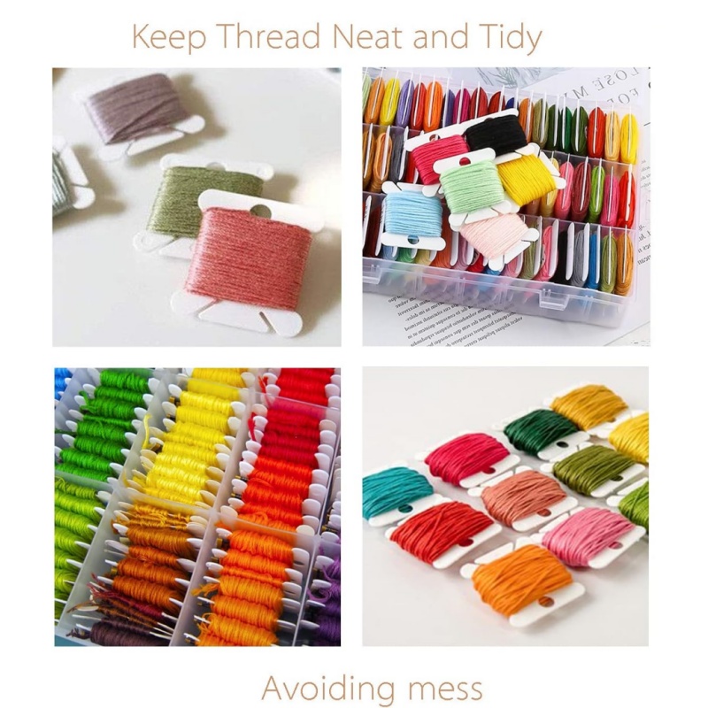 100/50PCS Plastic Bobbins Embroidery Thread Holder Craft Floss Cross Stitch Storage Board Card Organizer Sewing Accessories