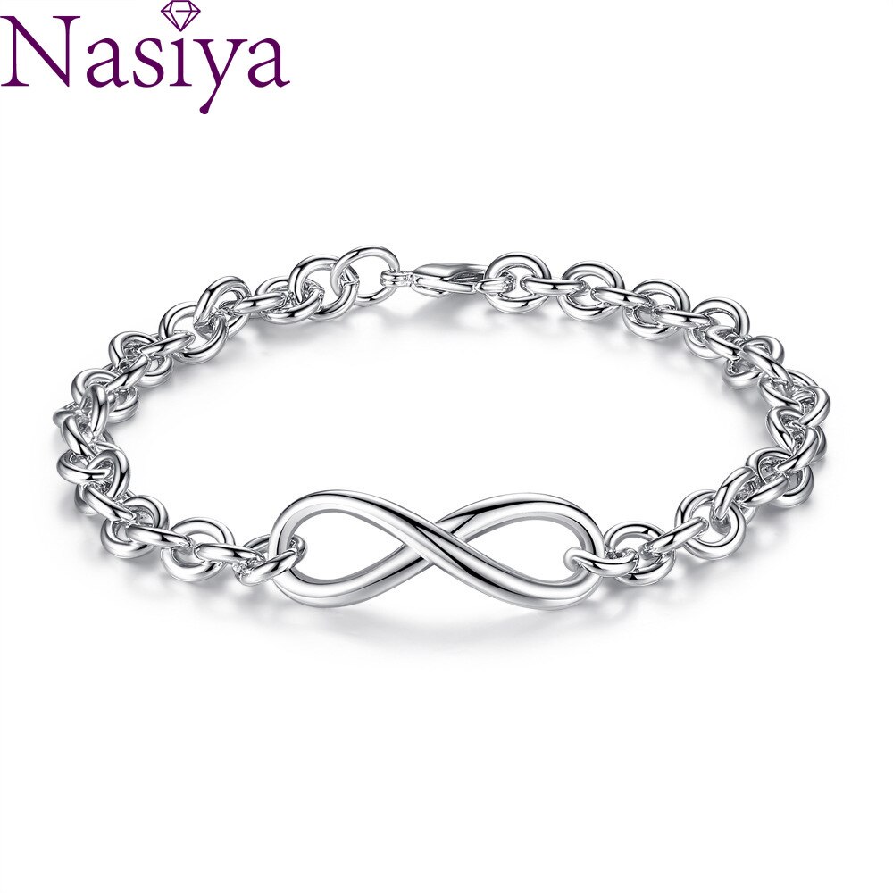 Women Silver Charm Bracelet 925 Sterling Silver CZ Crystal Bracelet Bnagle Chain For Women Wedding Jewelry