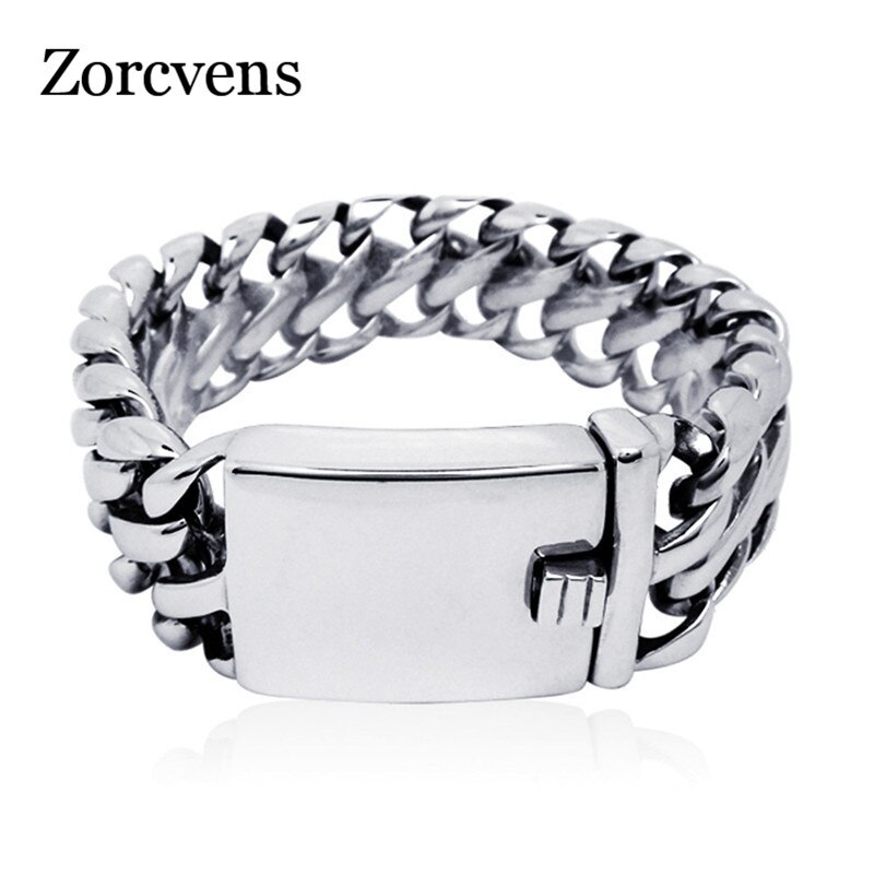 ZORCVENS – Bracelet en acier inoxydable pour homme, bijoux couleur argent, 24mm de large, 316L