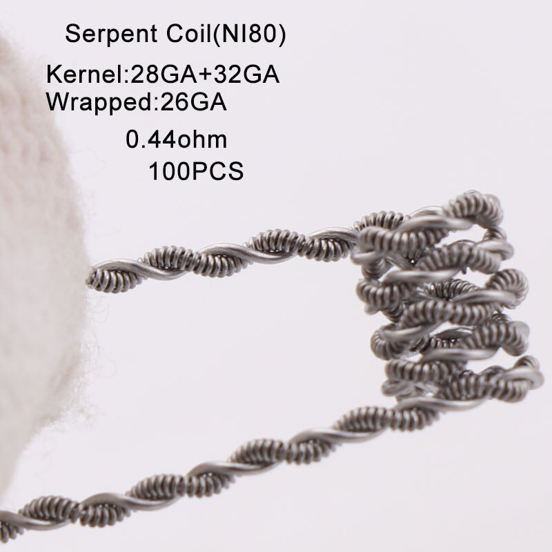 100 pz/scatola NUOVO XFKM Ni80 SS316l Sfalsati Fuso Clapton Prebuilt Colis Nichelcromo Ad Alta Densità RDA RTA RBA Atomizzatore Bobine di Riscaldamento: Serpent-coil-n80-100