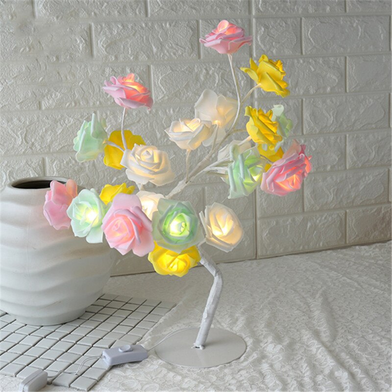 Lámpara de mesa con forma de rosa con flores y árbol de rosas para sala de estar y dormitorio SKD88: 4
