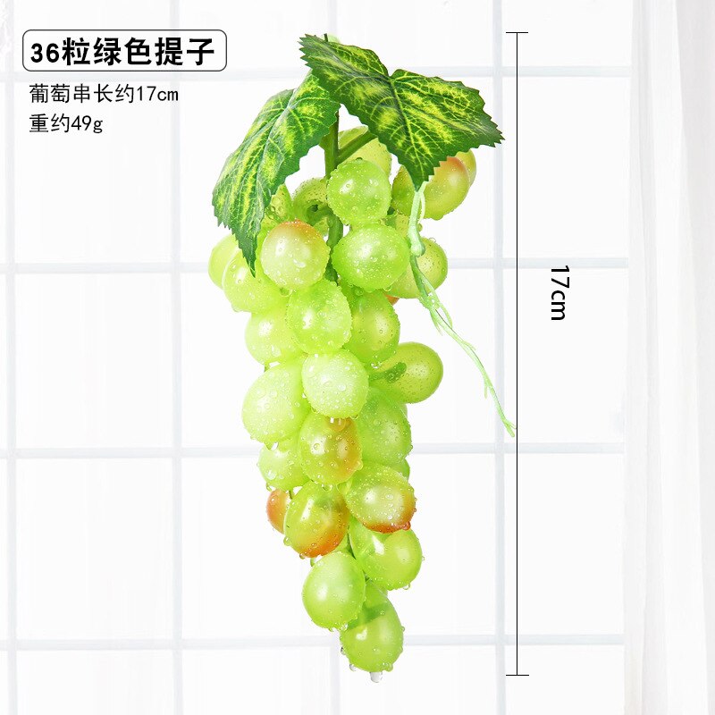 Real Touch Kunstmatige Fruit Druiven Plastic Nep Bladeren Kerst Huis Tuin Bruiloft Decoratie Voedsel Fotografie Props: 36 Heads Green