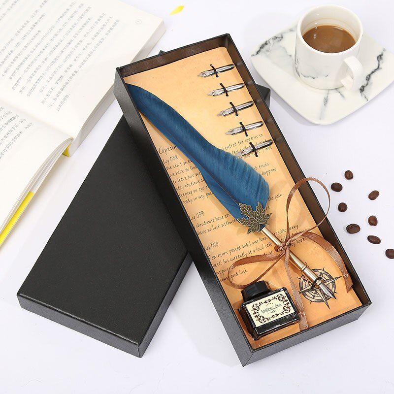 Retro Vintage Kalligrafie Veer Pen Schrijven Pen Briefpapier Geschenkdoos Bruiloft Student Briefpapier Set