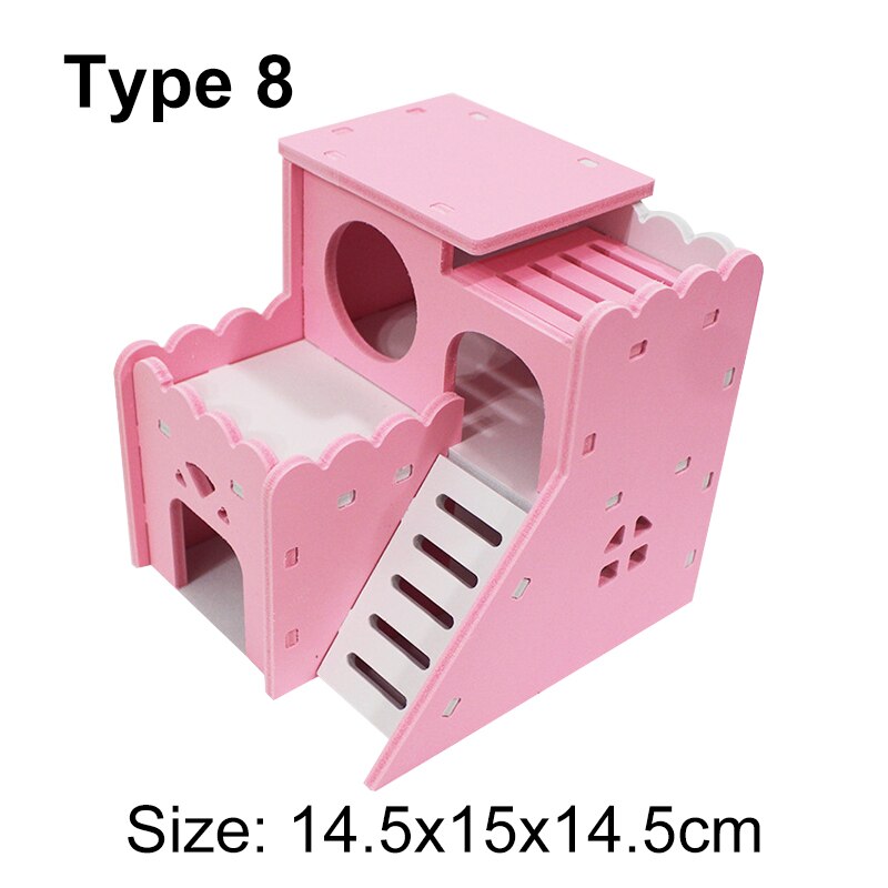 Mini cama de madera para casa de hámster, escalera de Chinchillas, nido de conejillo de indias para mascotas pequeñas, juguetes de jaula para mascotas pequeñas: 8