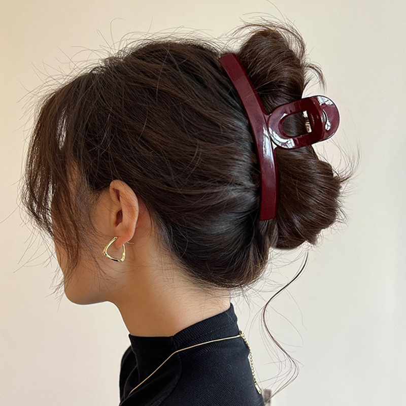 Pinzas para el cabello grandes de Color rojo oscuro para mujer, pasadores, horquillas, pinzas para el cabello de cola de caballo de plástico, accesorios para el cabello de tiburón para niñas mayores