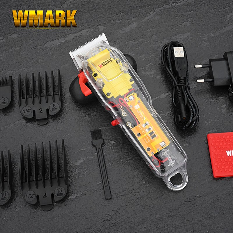 WMARK NG-108 Fully Transparent Body Strong Power Rechargeable Hair Clipper Hair Salon Clipper
