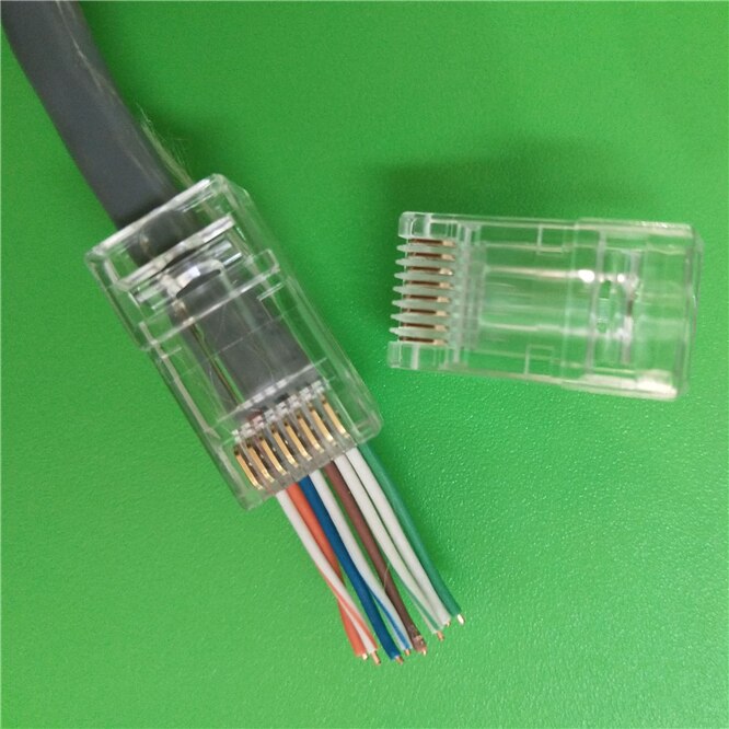 Rj45 liitin cat 6 nopea  rj 45 ethernet-kaapeli pistoke 8 p 8c verkko 8 pin suojaamaton läpireiän modulaariset liittimet kullatut 50 kpl