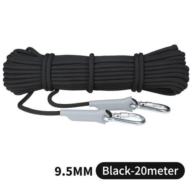 20m Outdoor Klettern Seil 12mm Hohe Festigkeit Klettern Sicherheit Seil Camping Wandern Notfall Überleben Kit: 9.5mm-20meter-Black