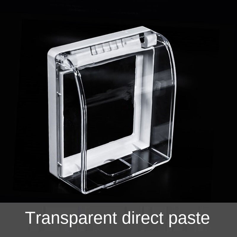 Double Socket Waterproof Box Bathroom Toilet Two Position Switch Protective Cover Safety Anti Mistouch Switch Plate Covers Paste: transparent