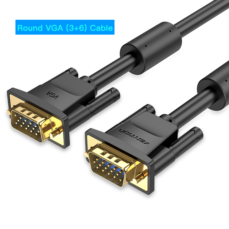 Tions 1080P VGA Kabel VGA Stecker auf VGA Stecker Flache Geflochtene Hohe Prämie Abschirmung HDTV VGA Kabel für Projektor Monitor Kabel VGA: runden Kabel / 2m