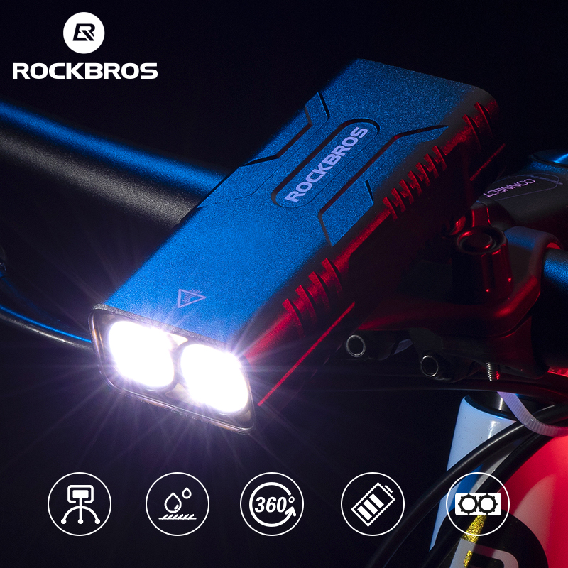 ROCKBROS 2T6 portato luce per bicicletta 10W 10000 mAh lampada frontale per bici torcia attrezzatura per ciclismo faro MTB torcia super luminosa