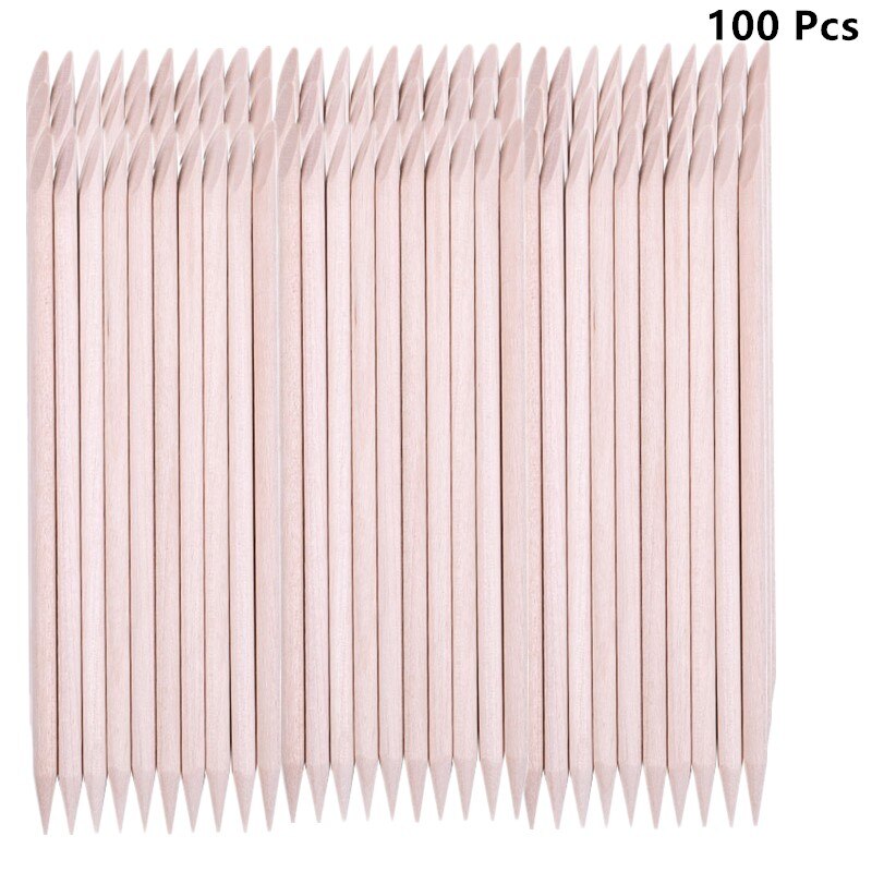 100 Stks/set 50 Stks/set Vrouwen Lady Double End Nail Art Wood Stick Cuticle Pusher Remover Pedicure Professionele Nail Art Tool set: 100pcs