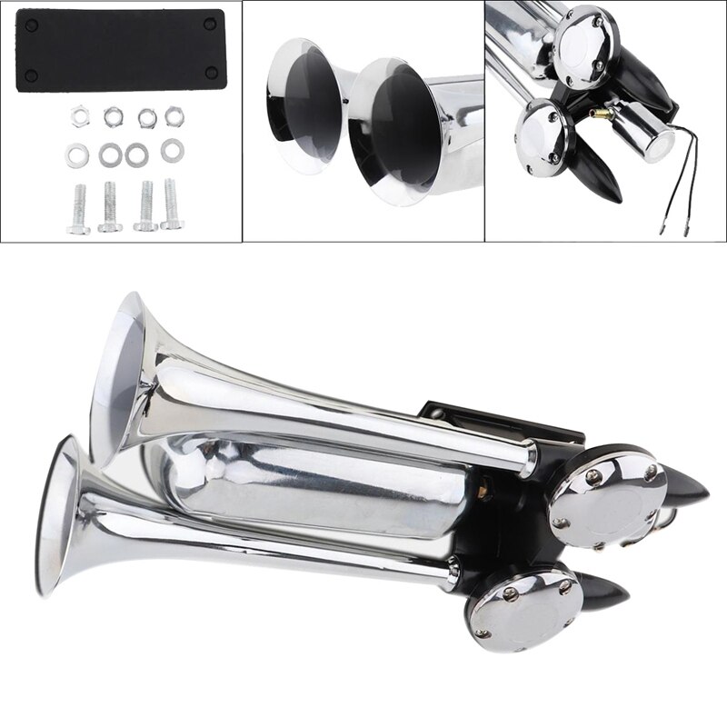 12v-24v 100-115 db super højt lufthorn luftkompressor dobbelt horn krom horn til lastbil togvogn