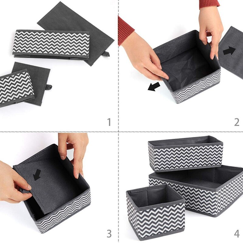 A Set of 10 Dresser Drawer Storage Boxes Fabric Wardrobe Storage Boxes for Cabinets Drawer Inserts, Collapsible Storage Boxes