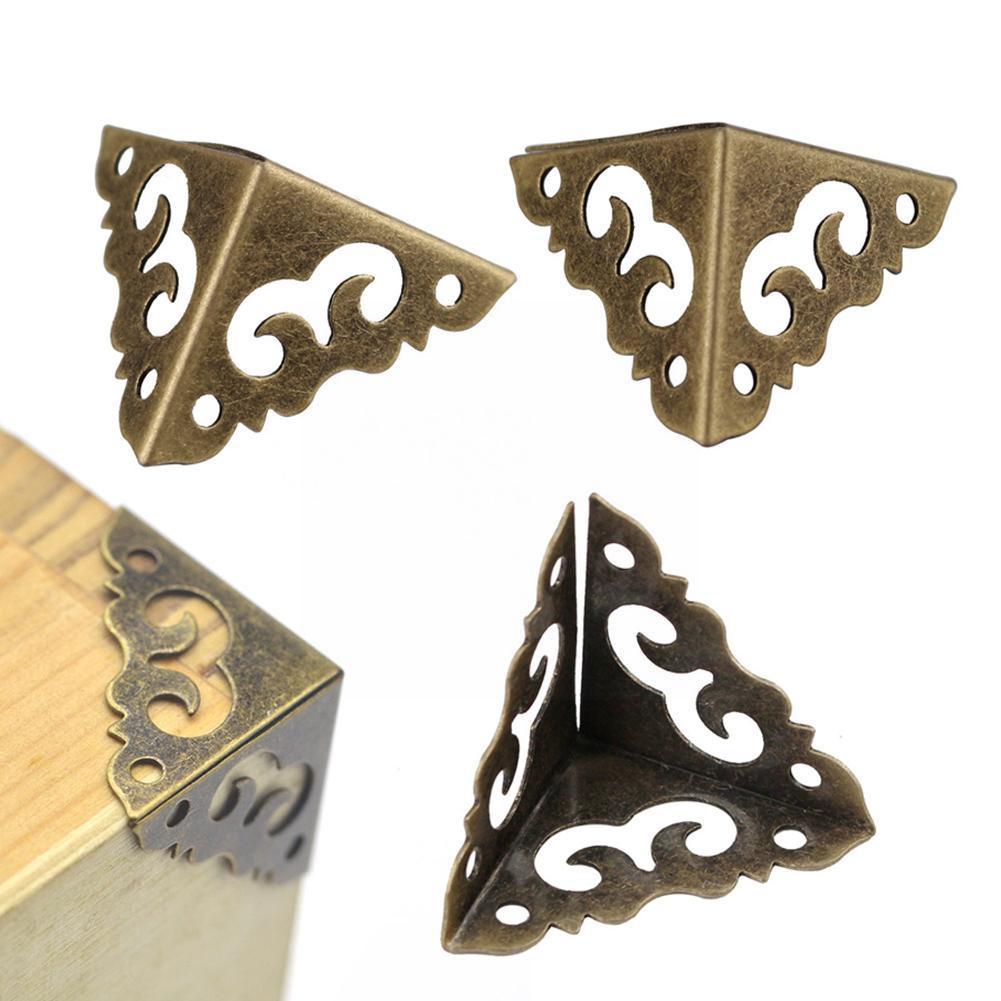 Brass Bronze Jewelry Wooden Box Corner Decorative Table Corner Protectors Furniture Carved 20x20mm Brac J6p6