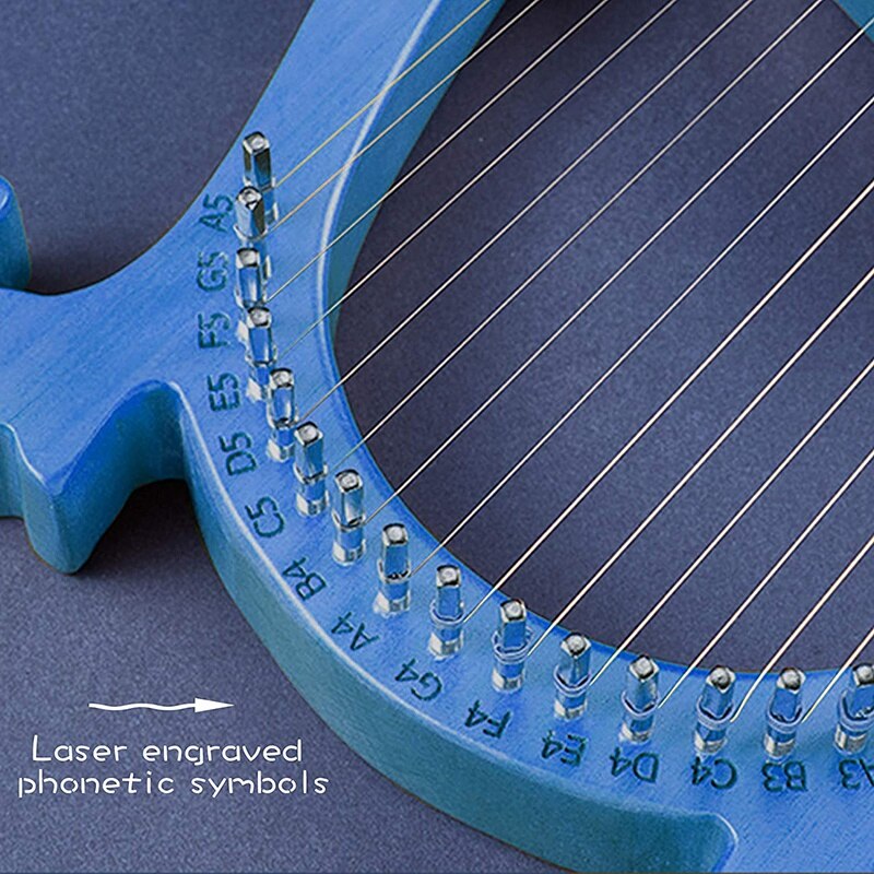 Lier Harp,16 Metalen Snaren Houten Harp Massief Hout Mahonie Lier Harp Met Stemsleutel Voor Muziek Liefhebbers Beginners,Etc