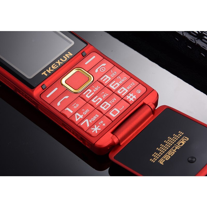 TKEXUN 8800i Flip Phone MP3 MP4 Dual Flashlight Vibration Dual Sim Camera Magic Voice 2.4 Inch Luxury Push Botton Mobile Phone