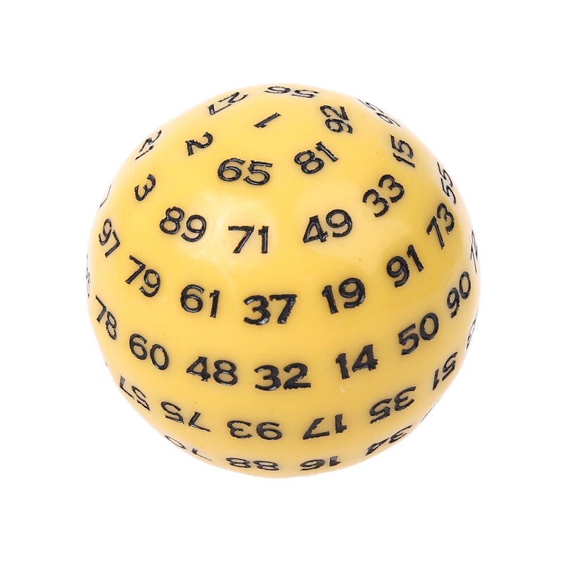 100 Zijdige Polyhedral Dice D100 Multi Zijdige Acryl Dices Voor Tafel Bordspel Q1FF: YELLOW