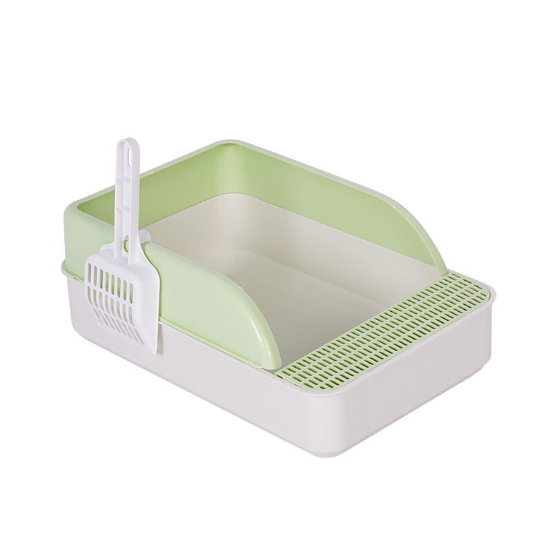 Litière Bac À Sable Chat Chats Plateau Nettoyage Sain et Respectueux de l'environnement PP Résine Semi-fermée Chaton Toilette Fournitures Pour Animaux de compagnie: green / 49X36 CM
