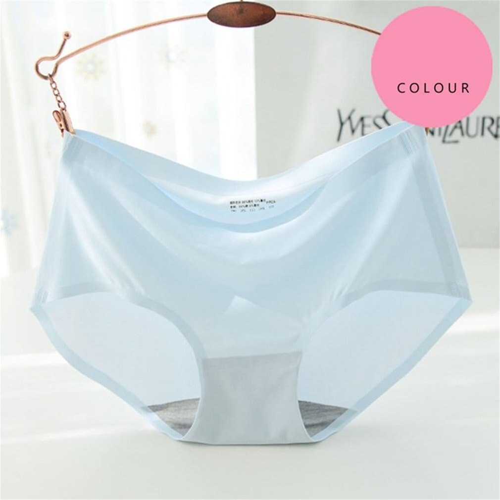 1 pcs Sexy Panties Mid Waist Solid Underwear Briefs Women Briefs Underpants Seamless Briefs Ice Silk Women Candy Color Panties