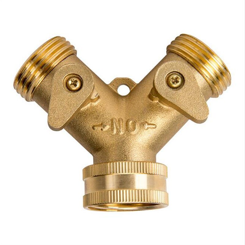 Outdoor Brass Two Way Double Water Tap Connector Y Shape Garden Hose Connector Adapter Solid Sub Feed Garden Irrigation Tools