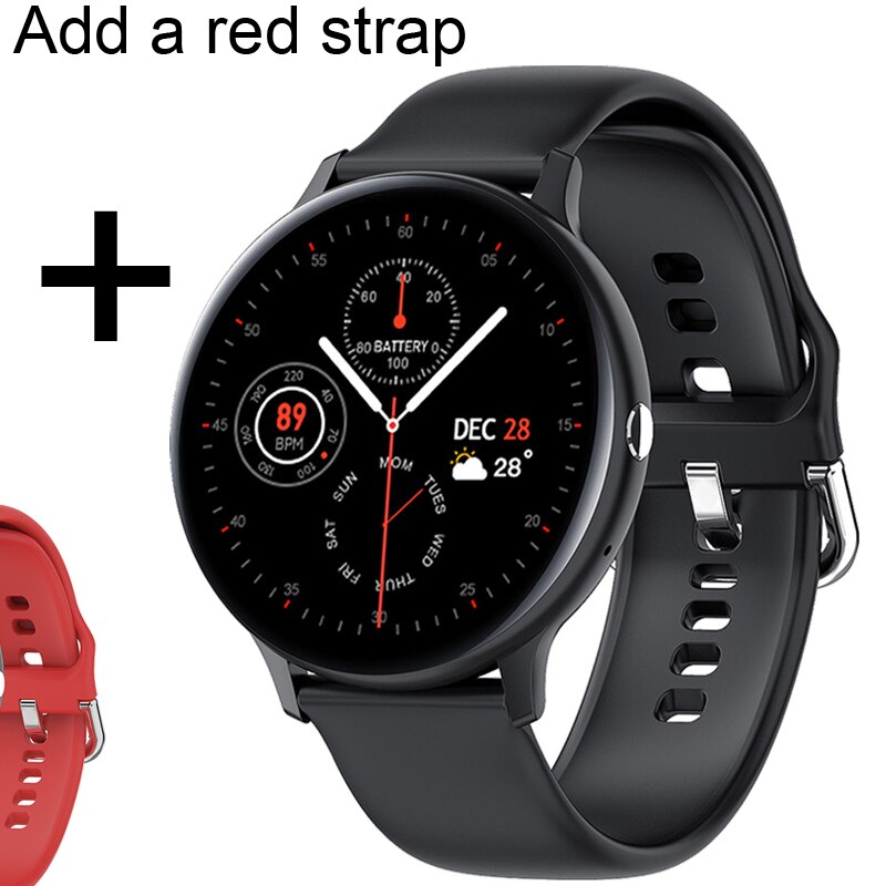 Smart Horloge Mannen Bluetooth Call Spelen Muziek Fitness Armband Smartwatch Vrouwen IP67 Full Touch Sport Digitale Horloge Voor Android Ios: Add red strap