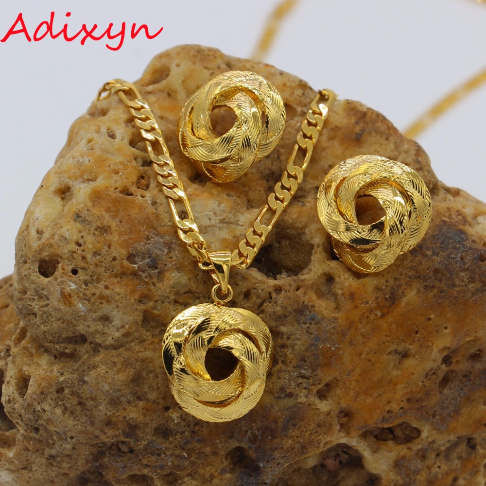 Adixyn Small Charms African Necklace/Earrings/Pendant Jewelry Set for Women/Girls/Kids Metal Russia Jewelry N01205