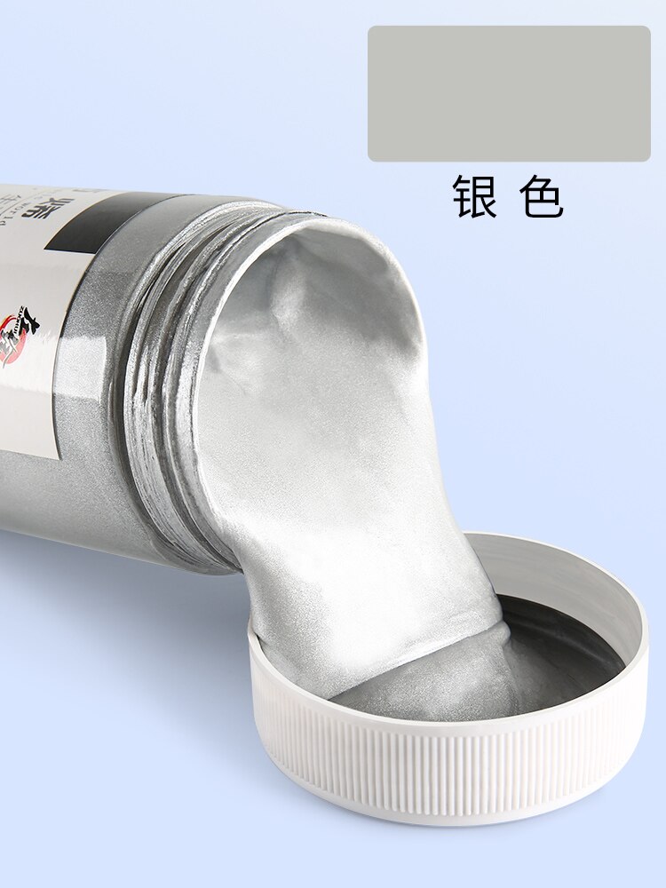 Metallic Acrylic Paint Silver Gold DIY Hand Painted Wall Painting Shoes Stone Statue Waterproof and Fading Graffiti Paint: Silver / 300ML