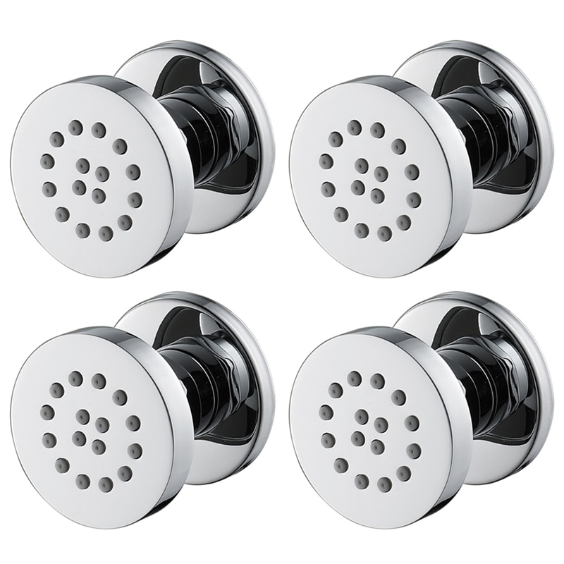 Round Shower Body Jet Sparyer Massage Spa Rain Showerhead Side Wall Mount Shower Head Sprayer, Chrome, 4PCS: Default Title