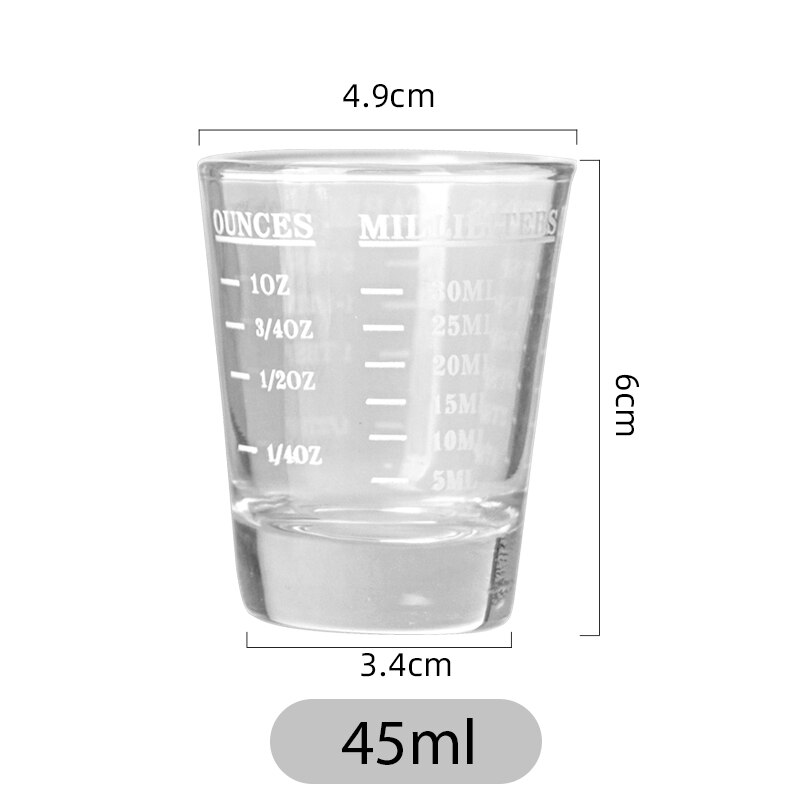 45/60 ml glas målebæger espresso shotglas flydende glas ounce kop med vægt køkkenmål værktøj forsyninger: Hvid 45ml