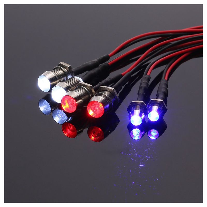6 LED Licht Bausatz 2 Weiß 2 verrotten 2 Blau für 1/10 1/8 Traxxas HSP SCX10 D90 HPI RC Auto