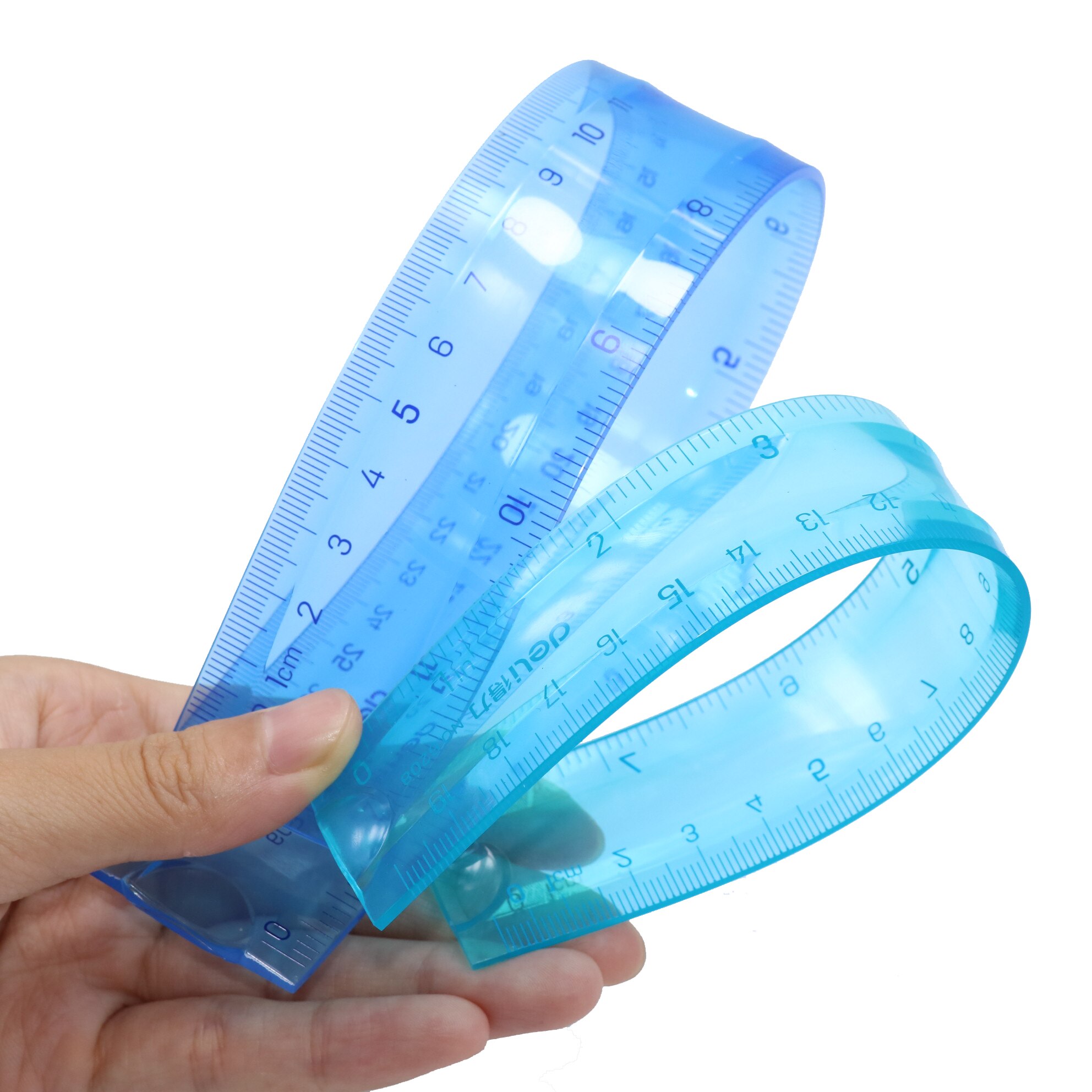 Regla Flexible transparente para dibujo de estudiantes, Regla suave de plástico para oficina y escuela, azul/verde, 20cm/30cm, 1 unidad